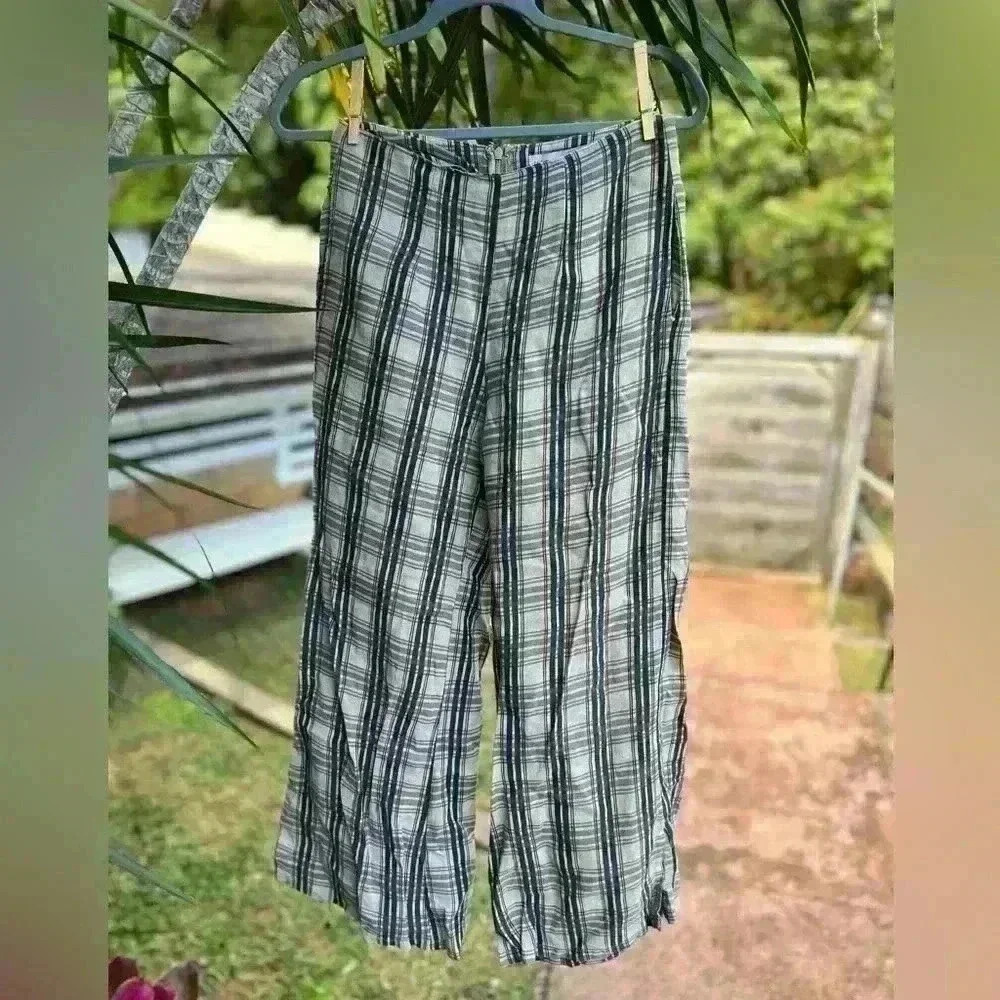 Faithful the Brand Plaid Pants Size 4 Brown Retro Y2K Wide Leg